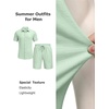 image:imageCOOFANDY Mens 2 Piece Outfit Casual Short Sleeve Button Down Shirt and Beach Shorts Set Summer Vacation Outfits for MenLight Green