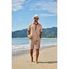 image:imageCOOFANDY Mens 2 Piece Outfit Casual Short Sleeve Button Down Shirt and Beach Shorts Set Summer Vacation Outfits for MenLight Khaki