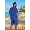 image:imageCOOFANDY Mens 2 Piece Outfit Casual Short Sleeve Button Down Shirt and Beach Shorts Set Summer Vacation Outfits for MenRoyal Blue