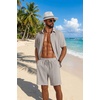 image:imageCOOFANDY Mens 2 Piece Outfit Casual Short Sleeve Button Down Shirt and Beach Shorts Set Summer Vacation Outfits for MenStone