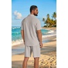 image:imageCOOFANDY Mens 2 Piece Outfit Casual Short Sleeve Button Down Shirt and Beach Shorts Set Summer Vacation Outfits for MenStone