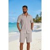 image:imageCOOFANDY Mens 2 Piece Outfit Casual Short Sleeve Button Down Shirt and Beach Shorts Set Summer Vacation Outfits for MenStone