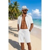 image:imageCOOFANDY Mens 2 Piece Outfit Casual Short Sleeve Button Down Shirt and Beach Shorts Set Summer Vacation Outfits for MenWhite