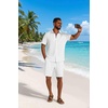 image:imageCOOFANDY Mens 2 Piece Outfit Casual Short Sleeve Button Down Shirt and Beach Shorts Set Summer Vacation Outfits for MenWhite