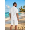 image:imageCOOFANDY Mens 2 Piece Outfit Casual Short Sleeve Button Down Shirt and Beach Shorts Set Summer Vacation Outfits for MenWhite