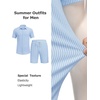 image:imageCOOFANDY Mens 2 Piece Outfit Casual Short Sleeve Button Down Shirt and Beach Shorts Set Summer Vacation Outfits for MenWhite Blue Stripe
