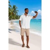 image:imageCOOFANDY Mens 2 Piece Outfit Casual Short Sleeve Button Down Shirt and Beach Shorts Set Summer Vacation Outfits for MenWhiteLight Khaki