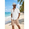 image:imageCOOFANDY Mens 2 Piece Outfit Casual Short Sleeve Button Down Shirt and Beach Shorts Set Summer Vacation Outfits for MenWhiteLight Khaki