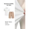image:imageCOOFANDY Mens 2 Piece Outfit Casual Short Sleeve Button Down Shirt and Beach Shorts Set Summer Vacation Outfits for MenWhiteLight Khaki