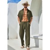 image:imageCOOFANDY Mens 2 Piece Outfits Casual Summer Beach Textured Button Down Shirt Loose Pants SetArmy Green