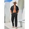 image:imageCOOFANDY Mens 2 Piece Outfits Casual Summer Beach Textured Button Down Shirt Loose Pants SetBlack