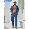 image:imageCOOFANDY Mens 2 Piece Outfits Casual Summer Beach Textured Button Down Shirt Loose Pants SetBlue