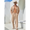 image:imageCOOFANDY Mens 2 Piece Outfits Casual Summer Beach Textured Button Down Shirt Loose Pants SetKhaki