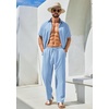 image:imageCOOFANDY Mens 2 Piece Outfits Casual Summer Beach Textured Button Down Shirt Loose Pants SetLight Blue