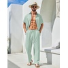 image:imageCOOFANDY Mens 2 Piece Outfits Casual Summer Beach Textured Button Down Shirt Loose Pants SetLight Green