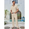 image:imageCOOFANDY Mens 2 Piece Outfits Casual Summer Beach Textured Button Down Shirt Loose Pants SetLight Khaki