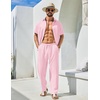 image:imageCOOFANDY Mens 2 Piece Outfits Casual Summer Beach Textured Button Down Shirt Loose Pants SetLight Pink