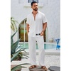 image:imageCOOFANDY Mens 2 Piece Outfits Casual Summer Beach Textured Button Down Shirt Loose Pants SetWhite