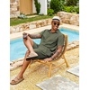 image:imageCOOFANDY Mens 2 Piece Outfits Cuban Guayabera Short Sleeve Shirts and Shorts Summer Beach Vacation Sets for MenArmy Green