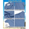 image:imageCOOFANDY Mens 2 Piece Outfits Cuban Guayabera Short Sleeve Shirts and Shorts Summer Beach Vacation Sets for MenDenim Blue