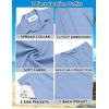 image:imageCOOFANDY Mens 2 Piece Outfits Cuban Guayabera Short Sleeve Shirts and Shorts Summer Beach Vacation Sets for MenLight Blue