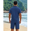 image:imageCOOFANDY Mens 2 Piece Outfits Cuban Guayabera Short Sleeve Shirts and Shorts Summer Beach Vacation Sets for MenRoyal Blue