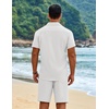 image:imageCOOFANDY Mens 2 Piece Outfits Cuban Guayabera Short Sleeve Shirts and Shorts Summer Beach Vacation Sets for MenWhite