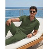 image:imageCOOFANDY Mens 2 Piece Sets Beach Outfits Cotton Short Sleeve Button Down Shirts Loose Pants Summer Vacation Casual OutfitsArmy Green