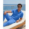 image:imageCOOFANDY Mens 2 Piece Sets Beach Outfits Cotton Short Sleeve Button Down Shirts Loose Pants Summer Vacation Casual OutfitsBlue