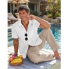 image:imageCOOFANDY Mens 2 Piece Sets Beach Outfits Cotton Short Sleeve Button Down Shirts Loose Pants Summer Vacation Casual OutfitsWhite ShirtMoon Gray Pants