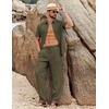 image:imageCOOFANDY Mens 2 Piece Sets Summer Outfits Short Sleeve Button Down Shirt Loose Pant Sets Beach Vacation OutfitsArmy Green