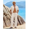 image:imageCOOFANDY Mens 2 Piece Sets Summer Outfits Short Sleeve Button Down Shirt Loose Pant Sets Beach Vacation OutfitsBeige