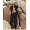 image:imageCOOFANDY Mens 2 Piece Sets Summer Outfits Short Sleeve Button Down Shirt Loose Pant Sets Beach Vacation OutfitsBlack