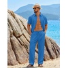 image:imageCOOFANDY Mens 2 Piece Sets Summer Outfits Short Sleeve Button Down Shirt Loose Pant Sets Beach Vacation OutfitsBlue