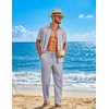 image:imageCOOFANDY Mens 2 Piece Sets Summer Outfits Short Sleeve Button Down Shirt Loose Pant Sets Beach Vacation OutfitsLight Grey