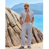image:imageCOOFANDY Mens 2 Piece Sets Summer Outfits Short Sleeve Button Down Shirt Loose Pant Sets Beach Vacation OutfitsLight Grey