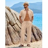 image:imageCOOFANDY Mens 2 Piece Sets Summer Outfits Short Sleeve Button Down Shirt Loose Pant Sets Beach Vacation OutfitsLight Khaki