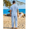 image:imageCOOFANDY Mens 2 Piece Sets Summer Outfits Short Sleeve Button Down Shirt Loose Pant Sets Beach Vacation OutfitsSky Blue