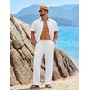 image:imageCOOFANDY Mens 2 Piece Sets Summer Outfits Short Sleeve Button Down Shirt Loose Pant Sets Beach Vacation OutfitsWhite