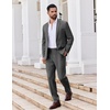 image:imageCOOFANDY Mens 2 Piece Suits Classic Fit Suit Set 2 Button Blazer Jacket and Dress Pants for Wedding Business PromDark Grey