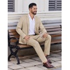 image:imageCOOFANDY Mens 2 Piece Suits Classic Fit Suit Set 2 Button Blazer Jacket and Dress Pants for Wedding Business PromKhaki