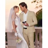 image:imageCOOFANDY Mens 2 Piece Suits Classic Fit Suit Set 2 Button Blazer Jacket and Dress Pants for Wedding Business PromKhaki
