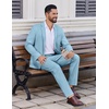 image:imageCOOFANDY Mens 2 Piece Suits Classic Fit Suit Set 2 Button Blazer Jacket and Dress Pants for Wedding Business PromLight Blue
