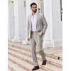 image:imageCOOFANDY Mens 2 Piece Suits Classic Fit Suit Set 2 Button Blazer Jacket and Dress Pants for Wedding Business PromLight Grey