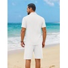 image:imageCOOFANDY Mens 2 Piece Summer Outfit Short Sleeve Casual Beach Button Down Shirts and Shorts Vacation Cotton SetsAwhite