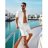 image:imageCOOFANDY Mens 2 Piece Summer Outfit Short Sleeve Casual Beach Button Down Shirts and Shorts Vacation Cotton SetsAwhite