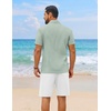 image:imageCOOFANDY Mens 2 Piece Summer Outfit Short Sleeve Casual Beach Button Down Shirts and Shorts Vacation Cotton SetsGreenWhite