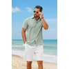 image:imageCOOFANDY Mens 2 Piece Summer Outfit Short Sleeve Casual Beach Button Down Shirts and Shorts Vacation Cotton SetsGreenWhite