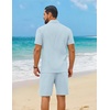 image:imageCOOFANDY Mens 2 Piece Summer Outfit Short Sleeve Casual Beach Button Down Shirts and Shorts Vacation Cotton SetsLight Blue