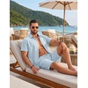 image:imageCOOFANDY Mens 2 Piece Summer Outfit Short Sleeve Casual Beach Button Down Shirts and Shorts Vacation Cotton SetsLight Blue
